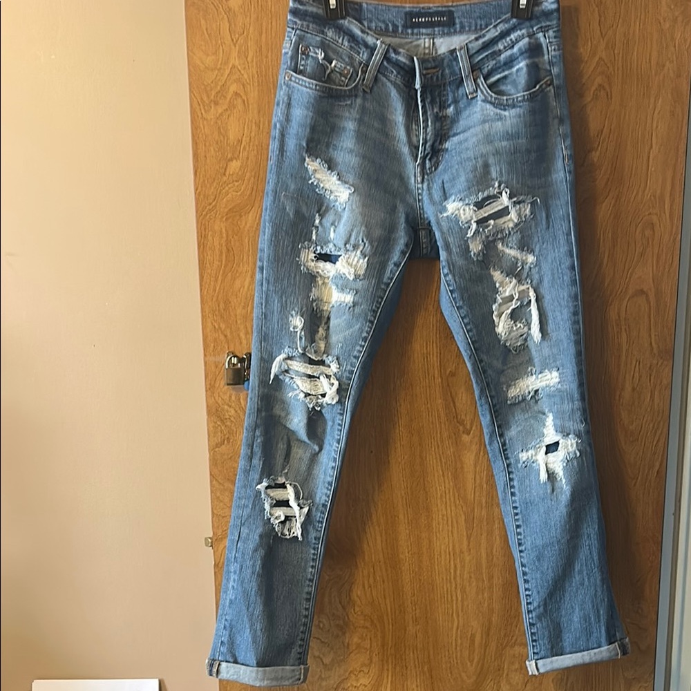 Distressed Blue Jeans